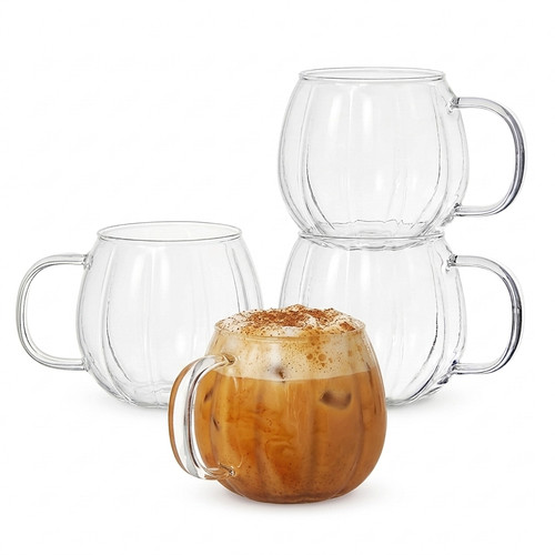 Kürbis glas kaffeetassen 4er - kürbis,