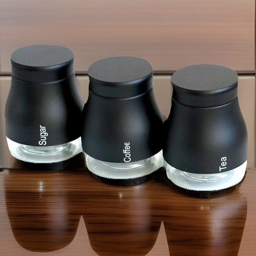 Glas kanister set - kanister, schwarz