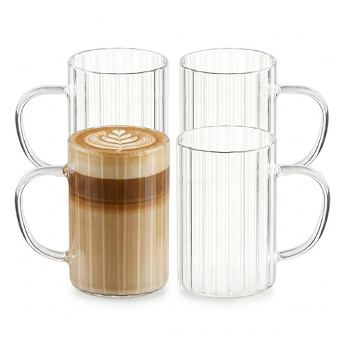 Gerippte glas kaffeetassen 4er - gerippte,