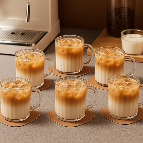 Gerippte glas kaffeetassen 6er - glas,
